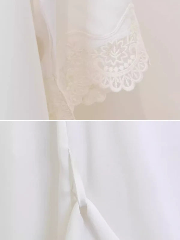 Ivory Elegance Lace Nightgown Set