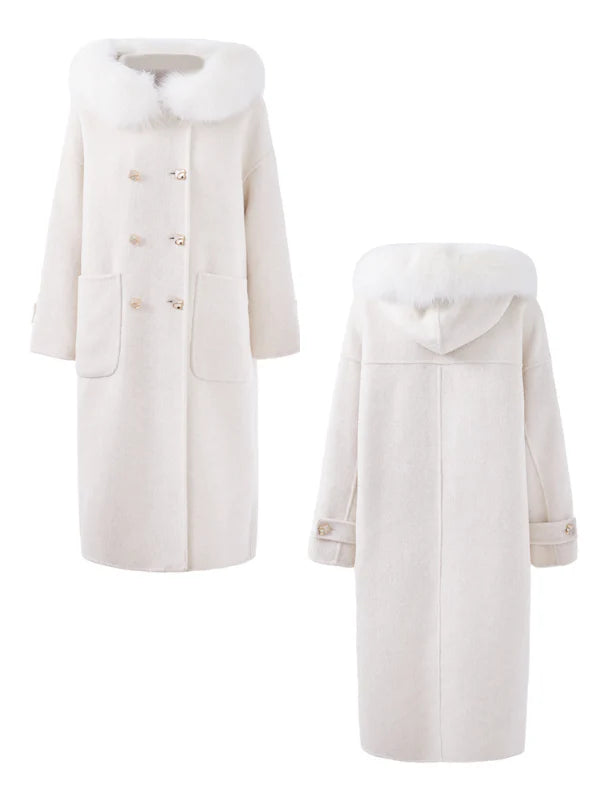 Fur Collar Wool Double-Breasted Coat