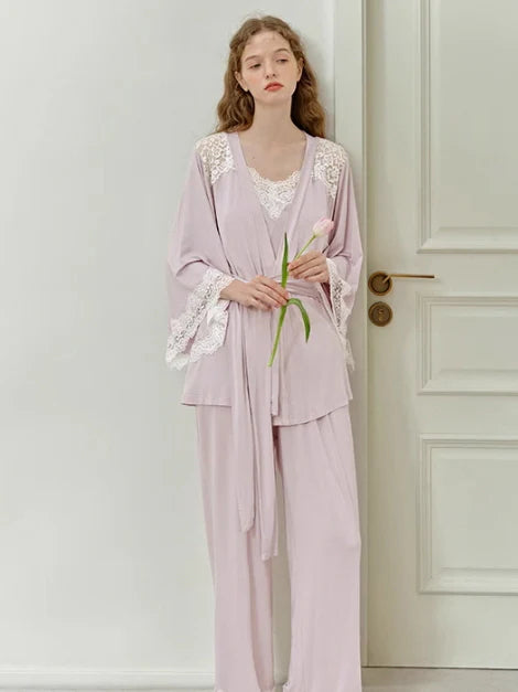 Lace Elegance 3-Piece Loungewear Set