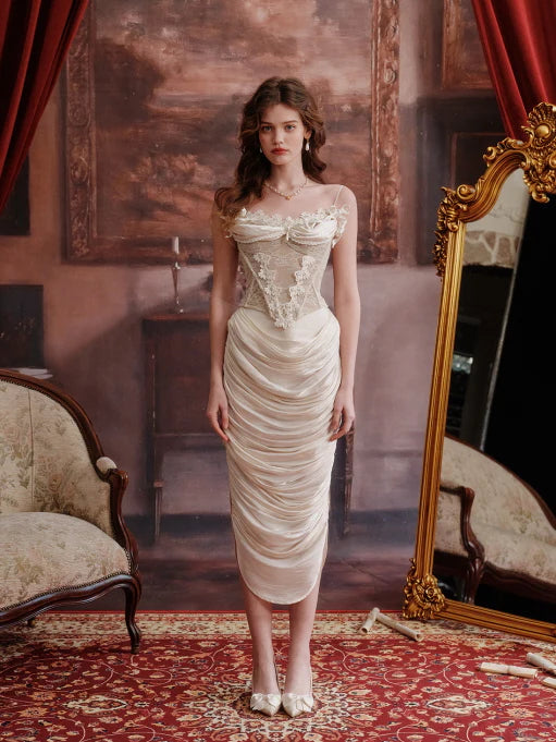 Roseveil Draped Satin Skirt