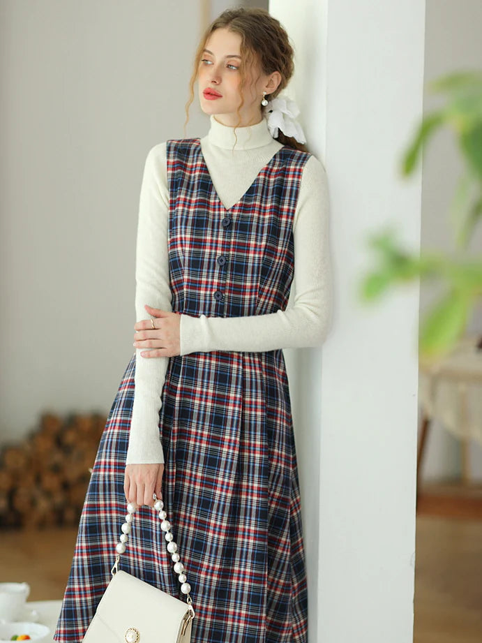 Plaid Dreams Sleeveless Pinafore Dress