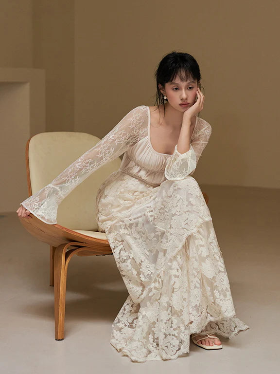 Ethereal Vintage Lace Princess Dress