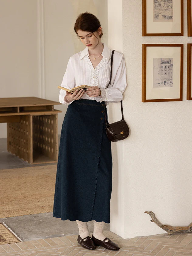 Vintage Charm Ruffled Cotton Blouse