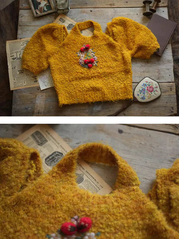 Hand-Embroidered Knit Top