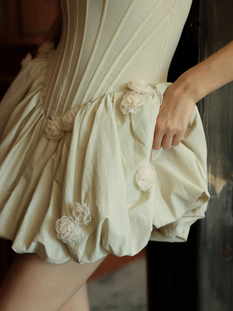 Light Pink Corset Bubble Hem Dress