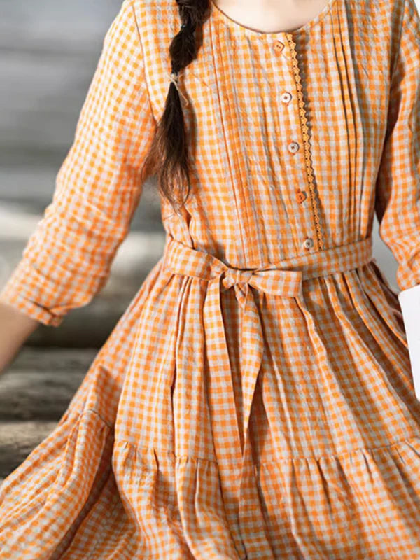 Sun-Kissed Spring Checkered Dress