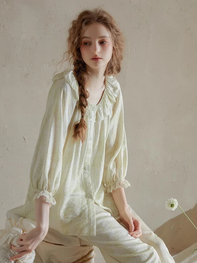 Ethereal Ruffled Floral Nightwear Set