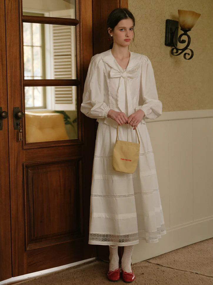 White Lace Trim Vintage Skirt