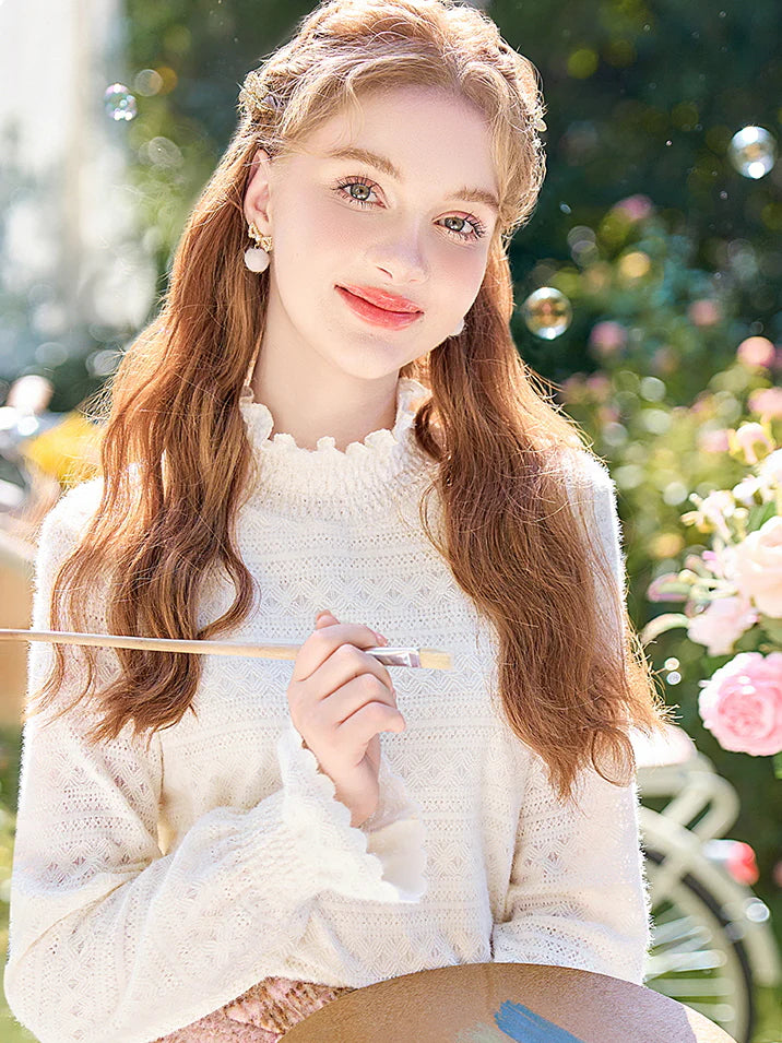 Vintage-Inspired Ruffled Lace Blouse