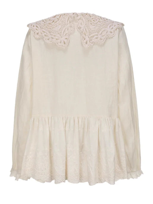 Lace Collar Peplum Blouse
