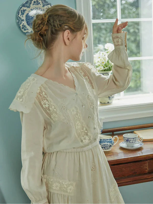 Autumn's Serene Verse Dress