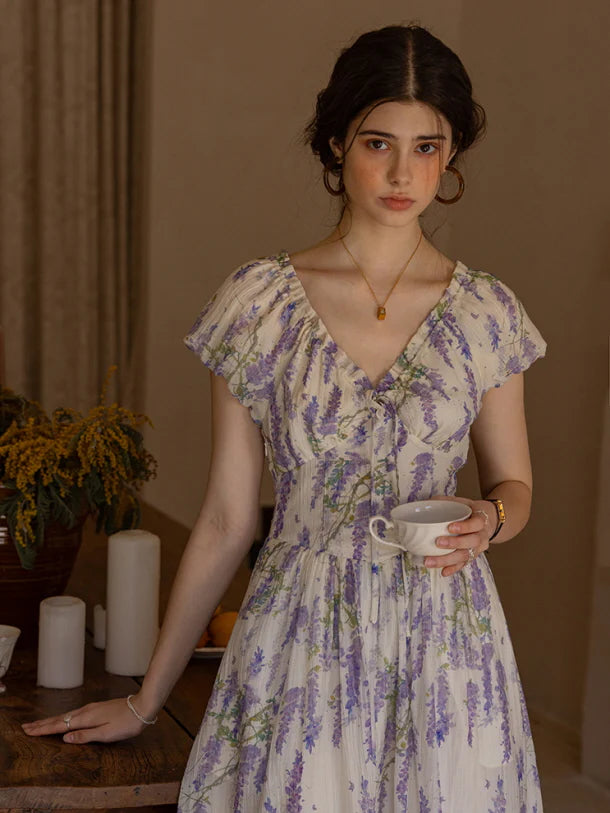 Lavender Whisper Cottagecore Dress