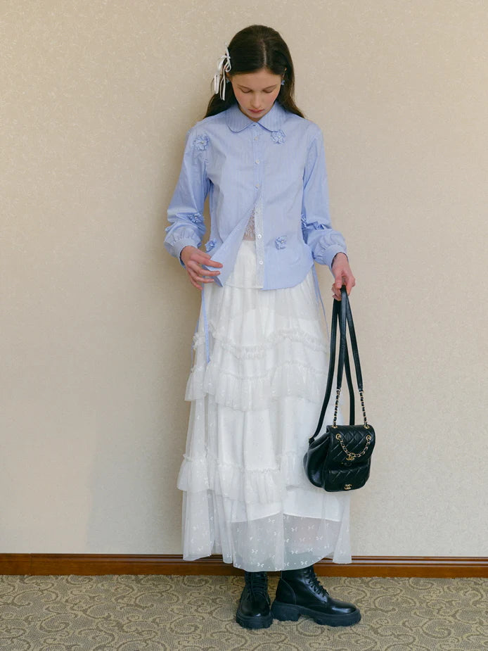 Ethereal Layered White Tulle Skirt