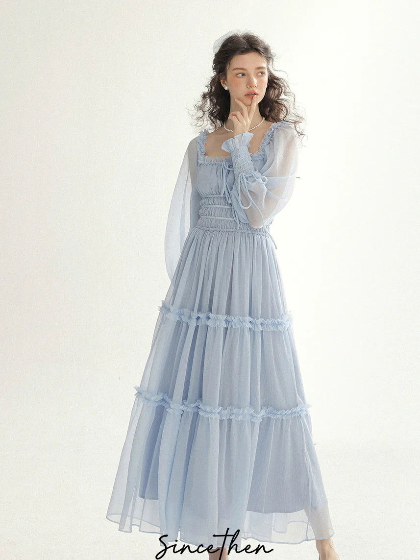 Fairy Light Blue Cloud Ruffle Dress
