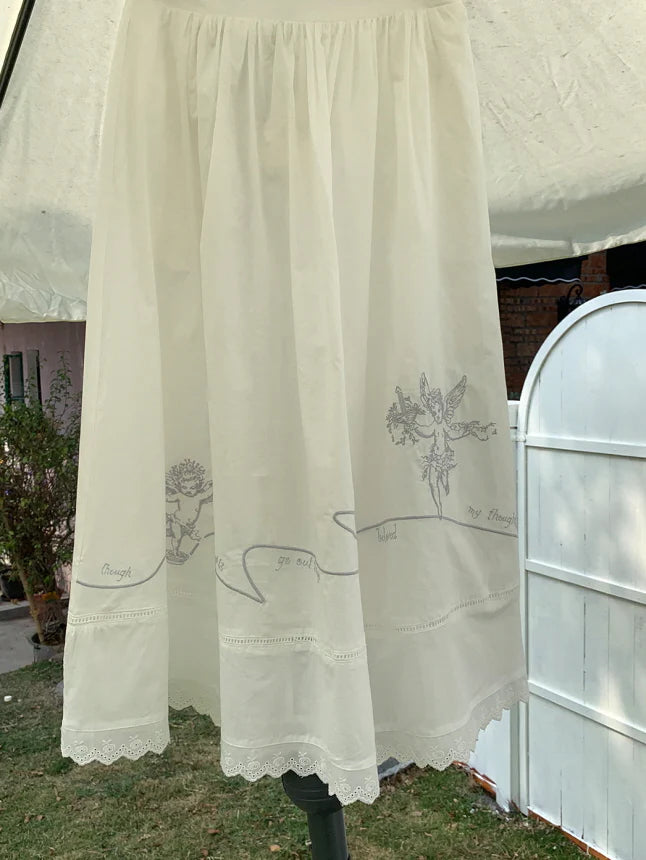 Cotton Vintage Embroidery Blouse & Skirt