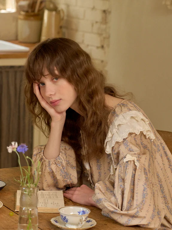 Vintage Ruffle Cotton Pajama Set