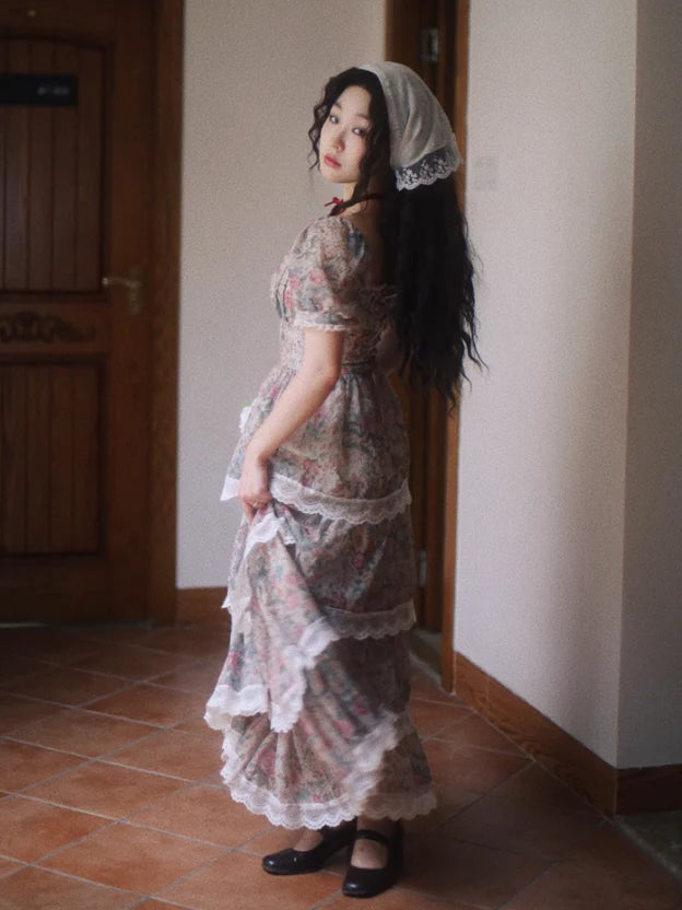 Antique Rose Lace Corset Dress