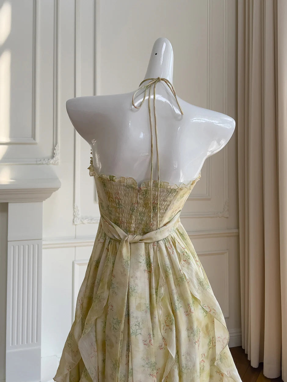 Golden Meadow Ruffle Floral Dress