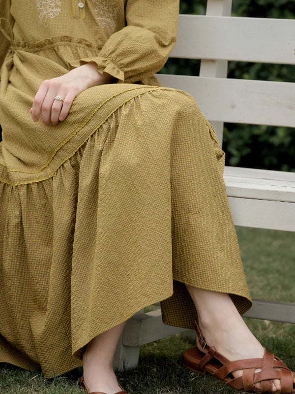 Floral Checkered Spring Dress