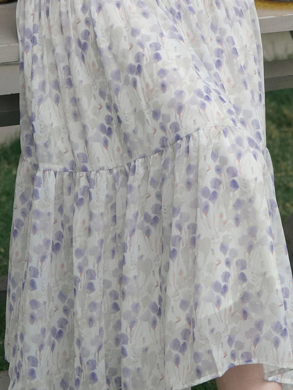 Wisteria Bloom Ruffle Smocked Floral Dress