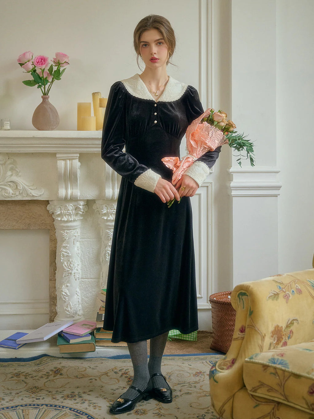 Velvet Victorian Black Elegance Dress