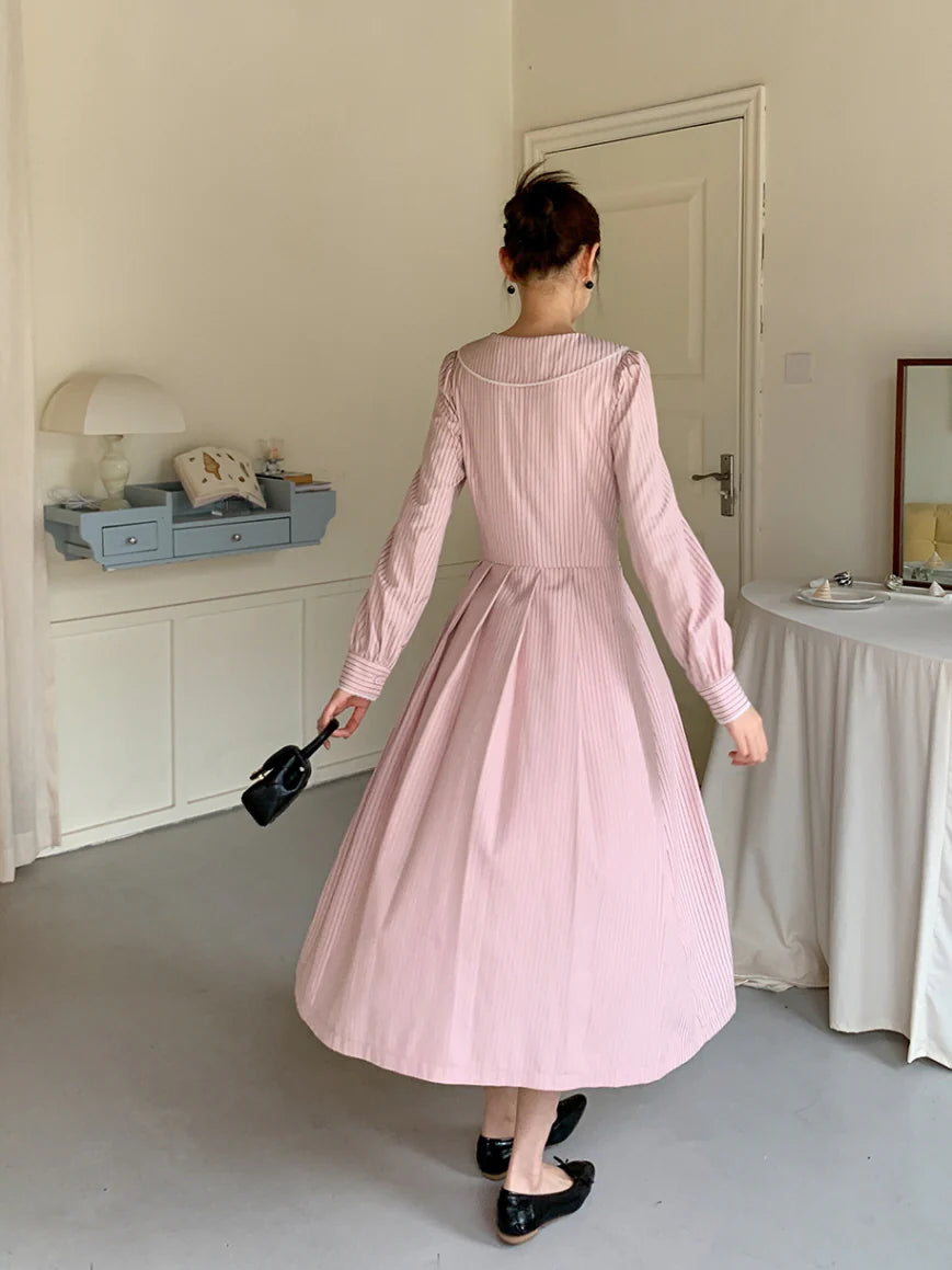 Striped Sailor Collar Dress