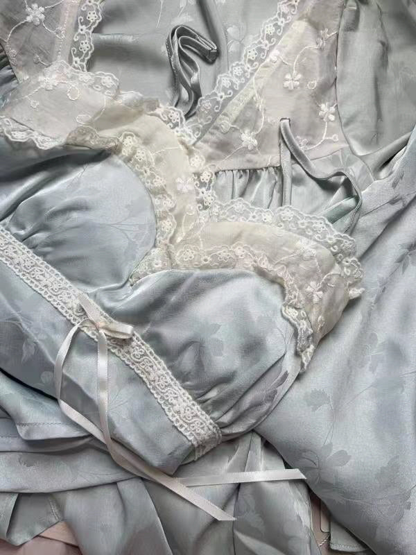 Floral Whisper 3-Piece Blue Loungewear Set