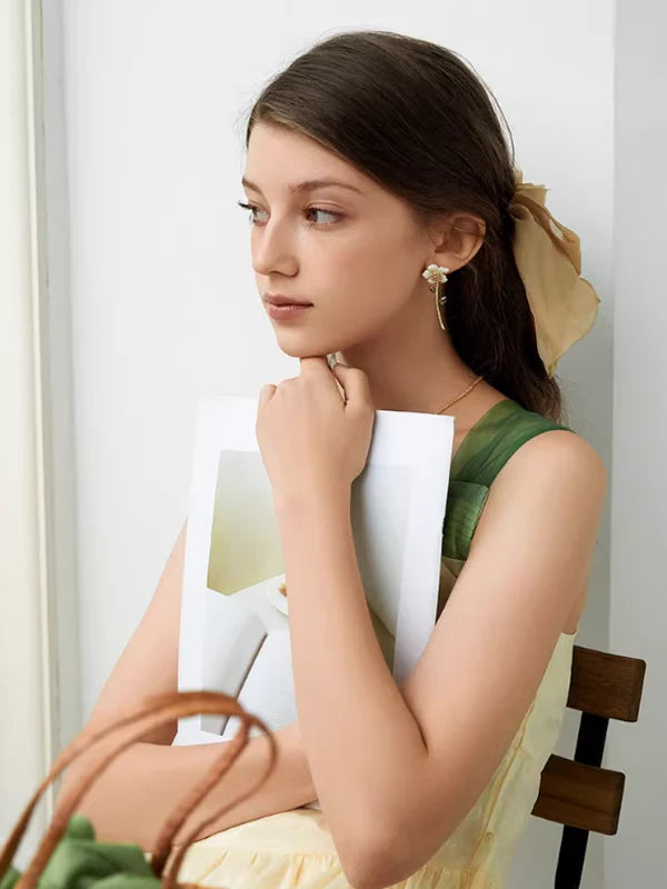 Drop Glaze Flower Earrings