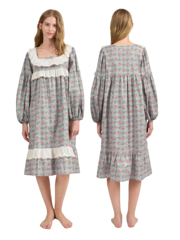 Whispering Blooms Lace-Trim Nightgown