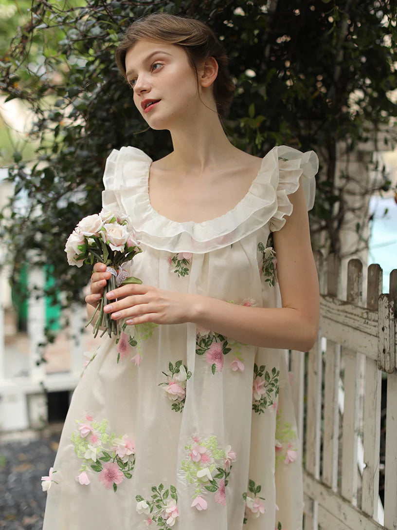 Blossom Whisper Embroidered Fairy Dress