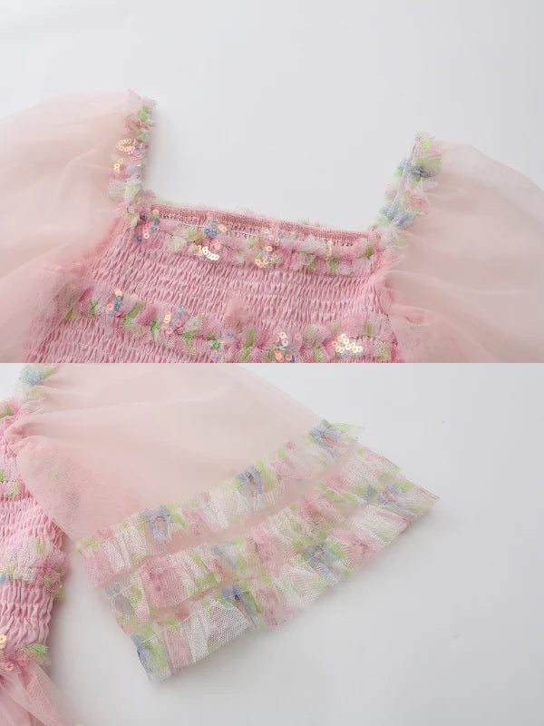 Blooming Ruffle Pink Tulle Dress
