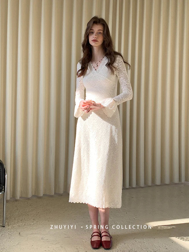 Vintage Lace Bell Sleeve Dress