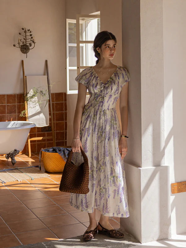 Lavender Whisper Cottagecore Dress