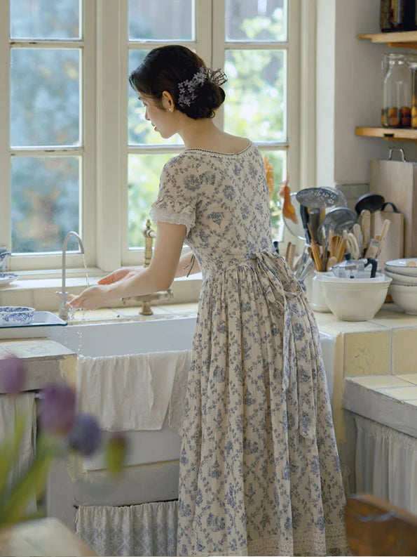 Blue Garden Vintage Lace Dress