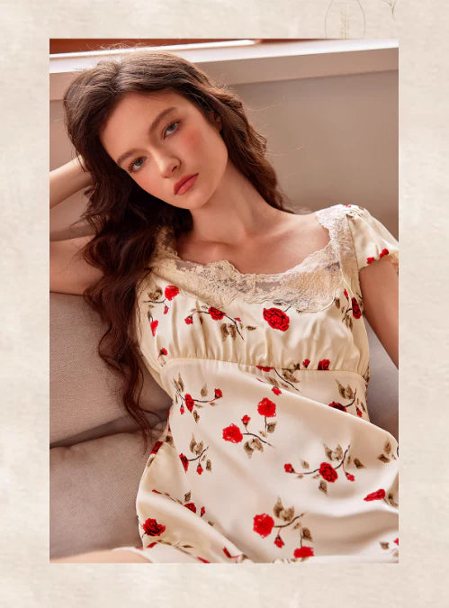 Rose Garden Lace-Trimmed Nightdress