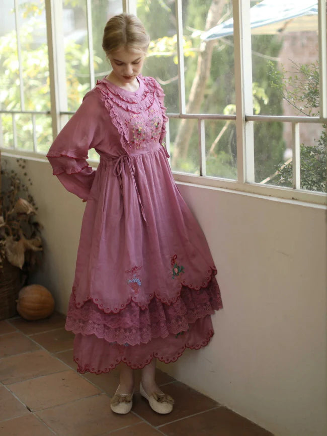 Embroidered Basket Hem Skirt