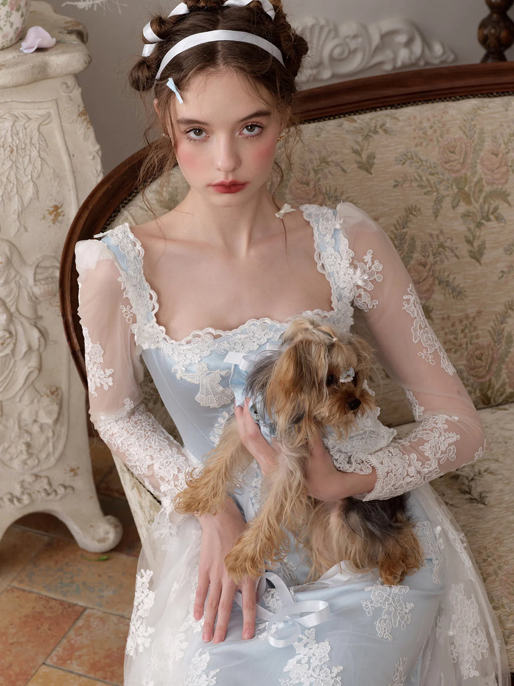 Enchanted Blue Lace Fairytale Gown