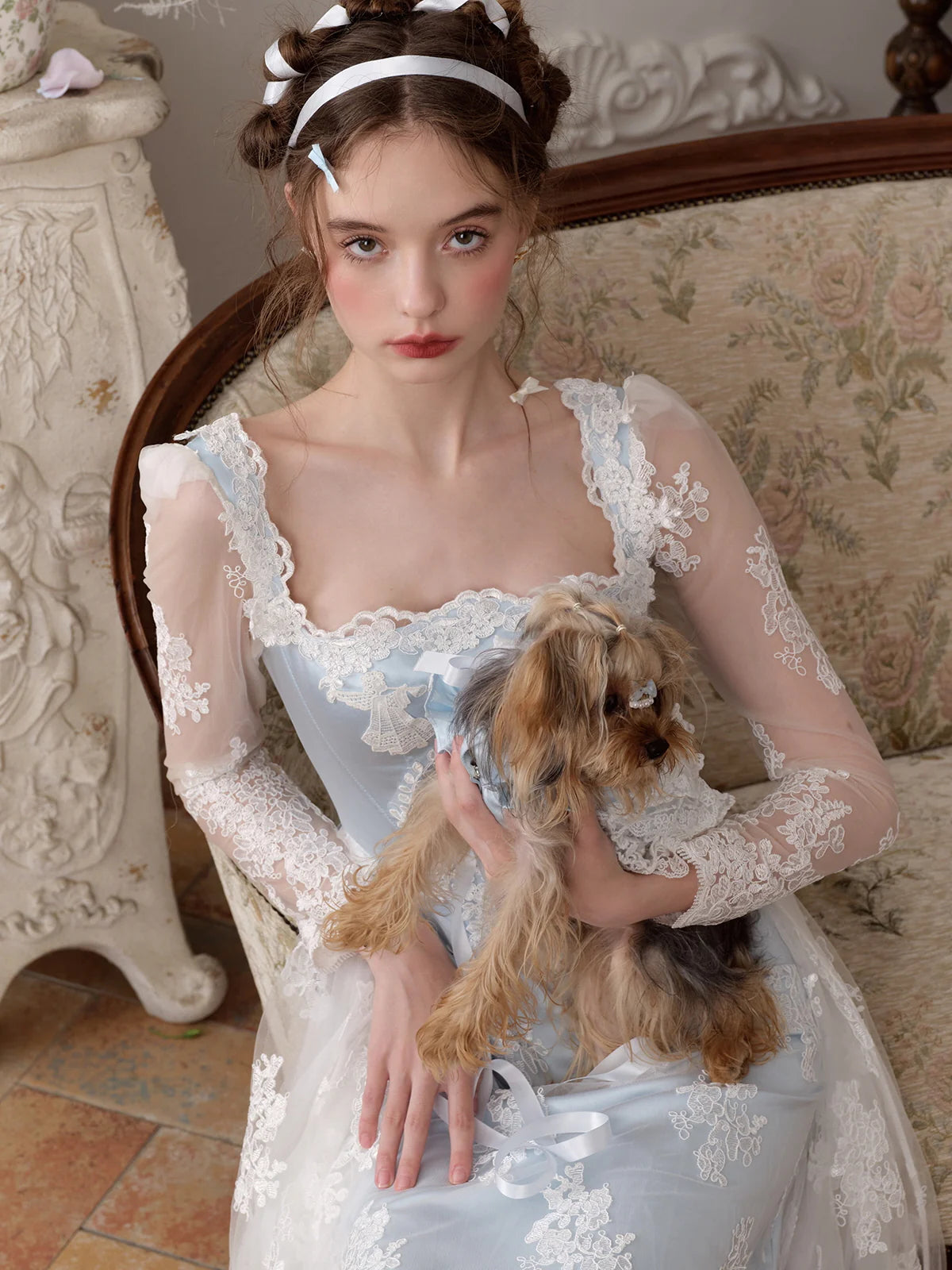 Enchanted Blue Lace Fairytale Gown