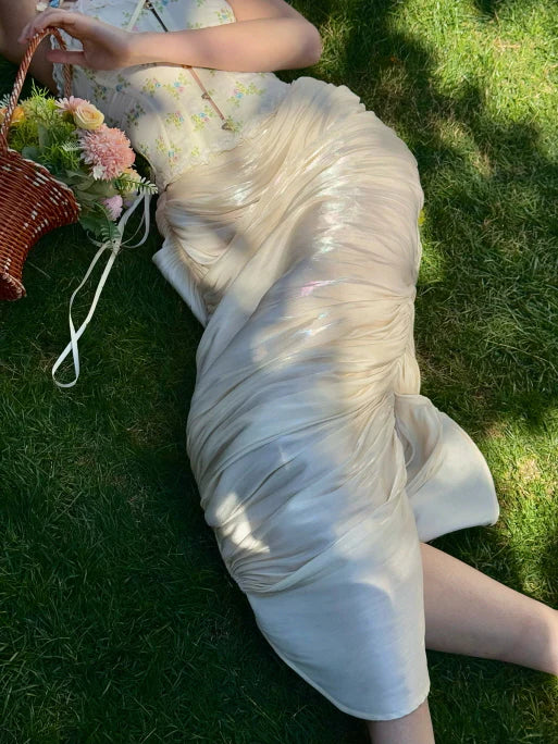 Roseveil Draped Satin Skirt