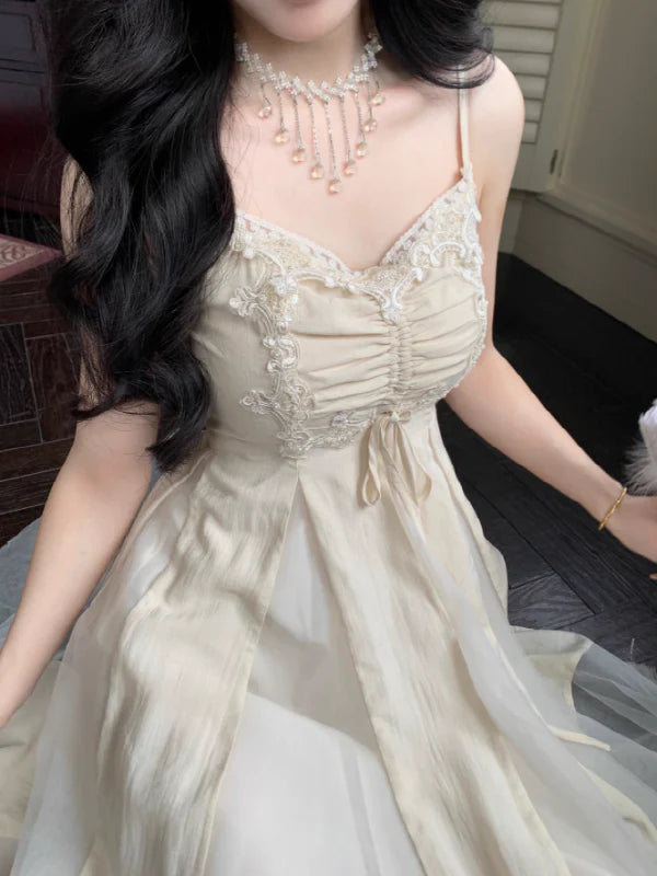 Ivory Lace and Pleats Princess Dress