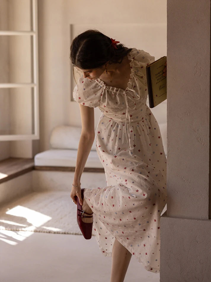Floral Embroidered Summer Cottagecore Dress