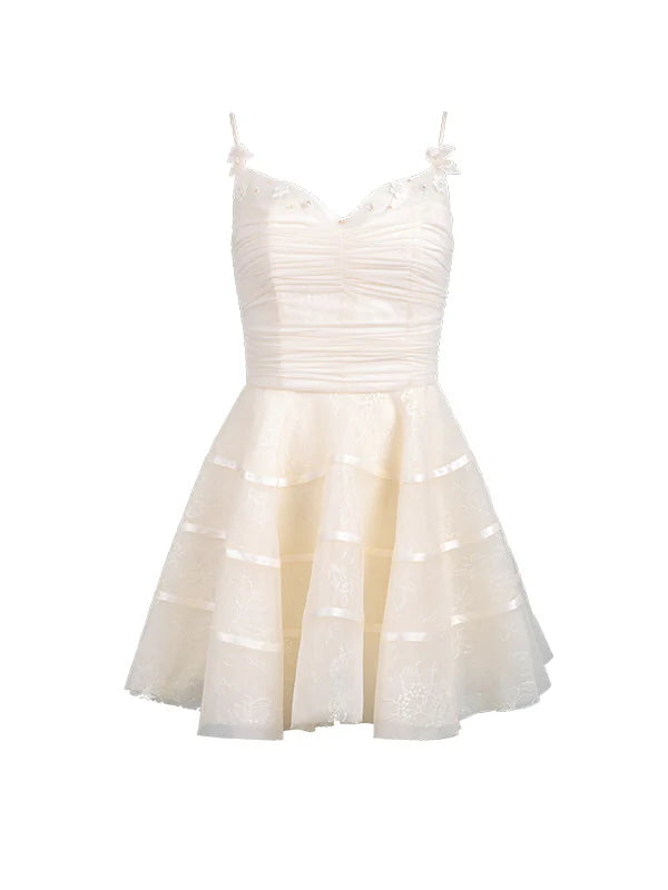 Ivory Blossom Tiered Lace Dress