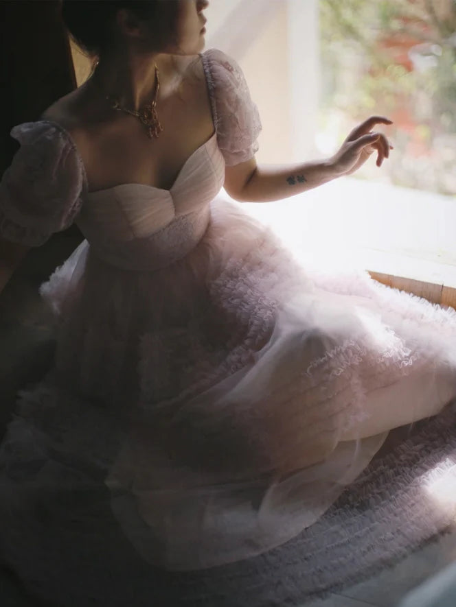 Ethereal Rose Lace Tulle Dress