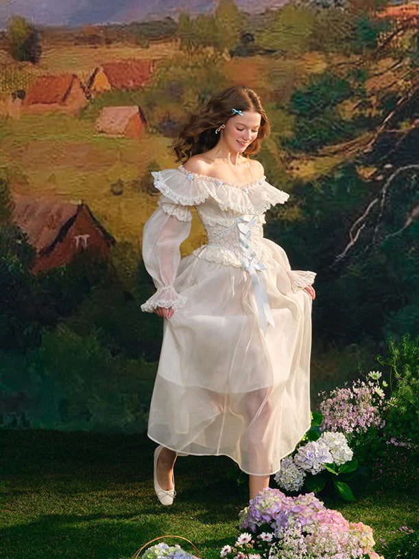 Blue Blossom Corset Fairy Maxi Dress