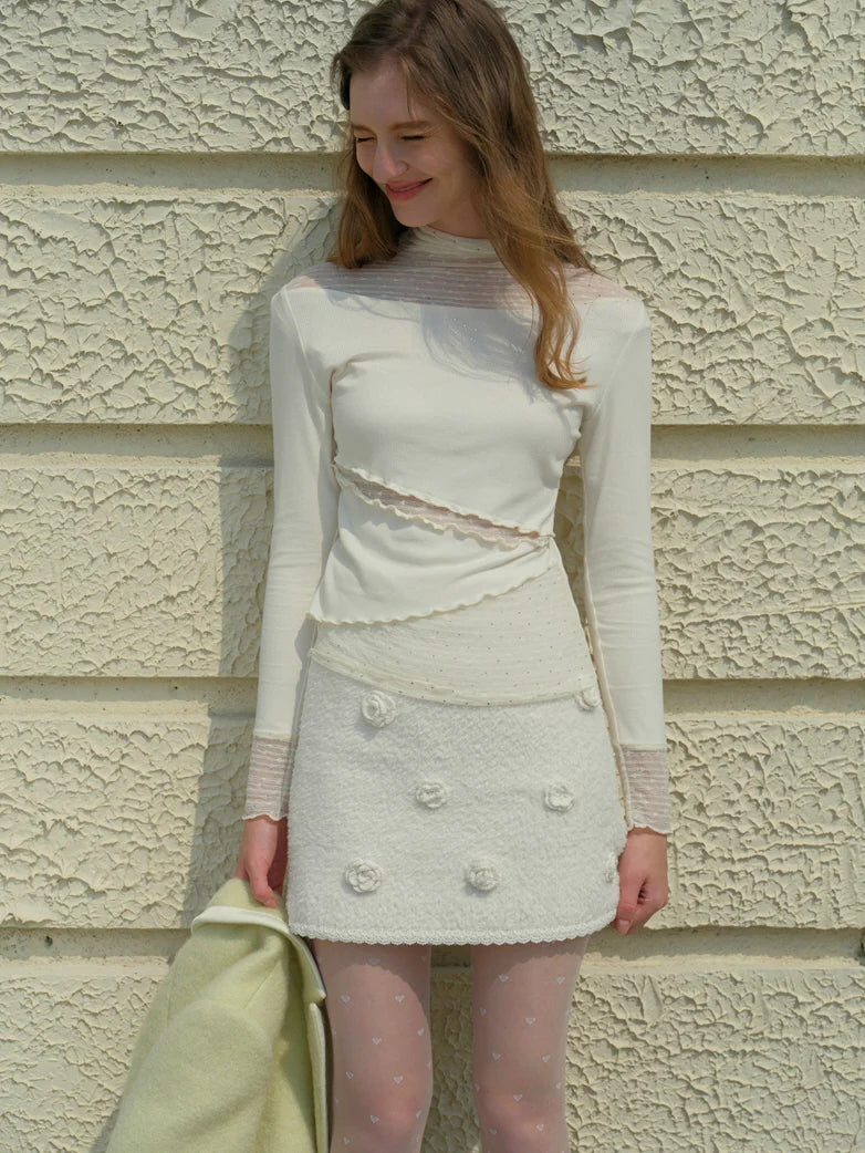 Pearl Lace Sheer Panel Top