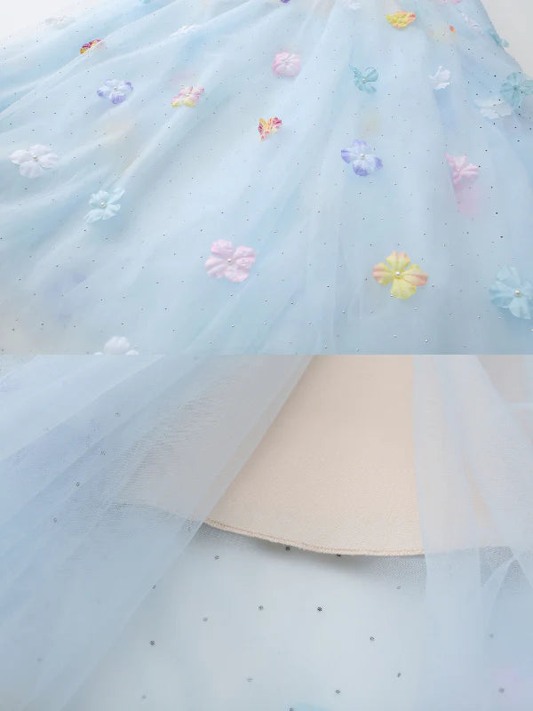 Blooming Petal Fairy Blue Tulle Dress