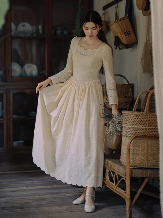 Timeless Elegance Cotton Embroidered Dress