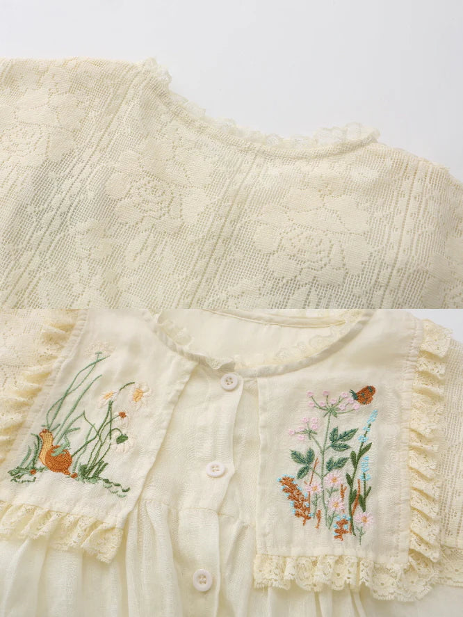 Wild Garden Embroidered Ramie Blouse