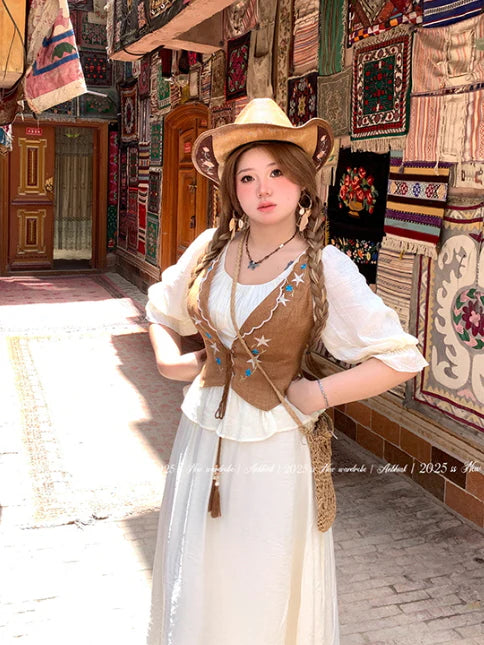 Western Prairie Embroidered Vest Dress