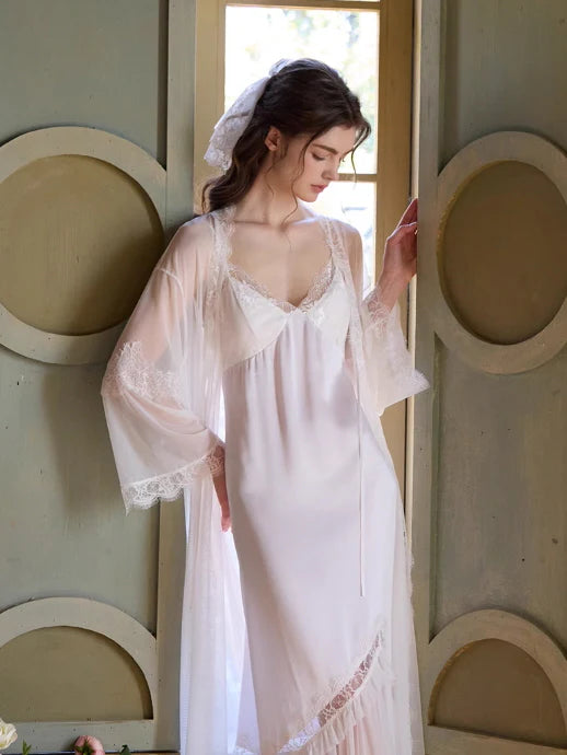 White Lace Princess Nightgown Set